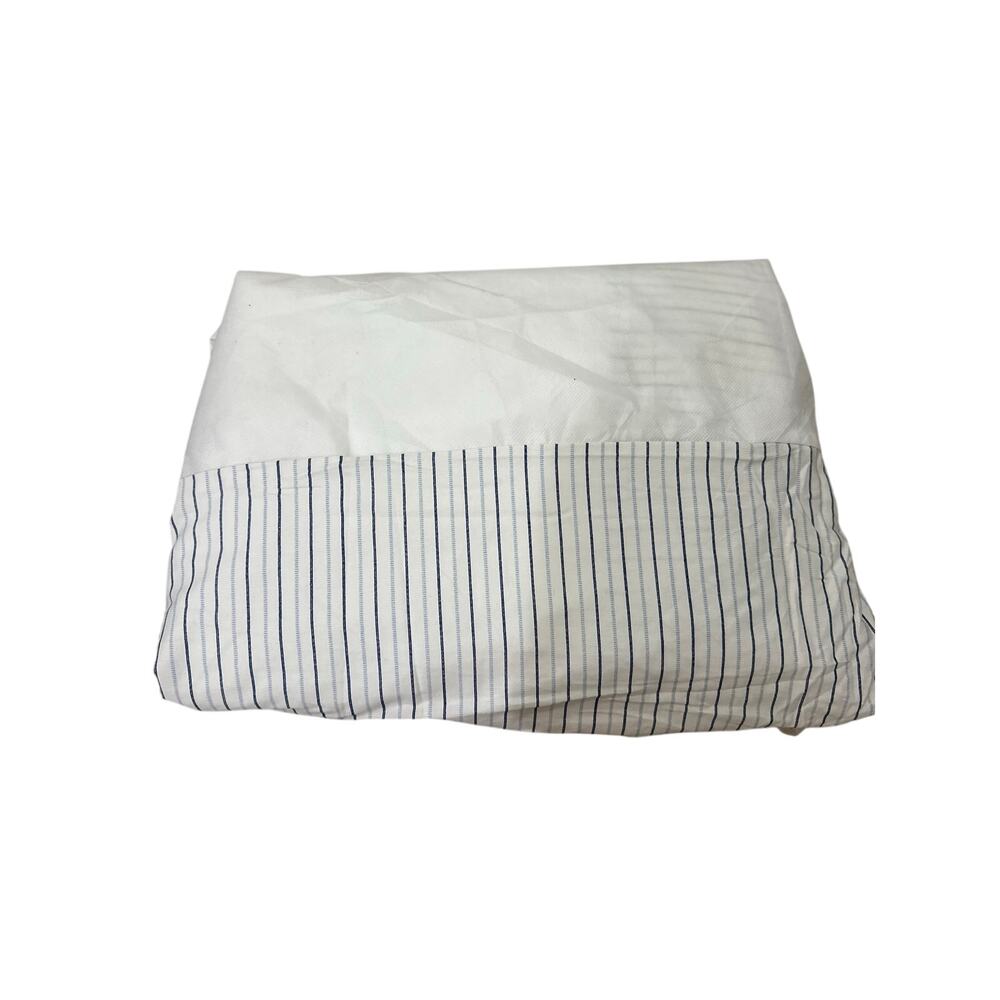 Lauren Ralph Lauren White and Navy Striped Bedskirt Bed Skirt